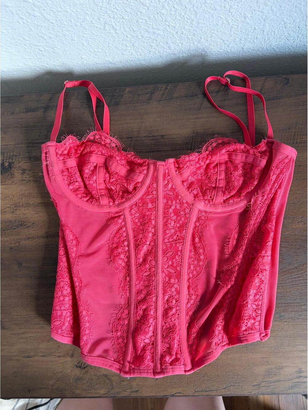 Out from Under pink lace corset top. Size ripped out but best for S
